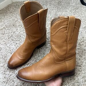 Tecovas The Earl Brown Leather Roper Cowboy Western Pull On Boots Men’s Size 9.5